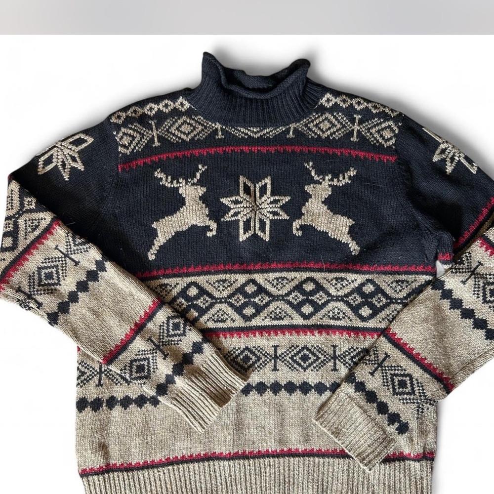 Evan Picone Turtleneck Sweater in Navy and Beige